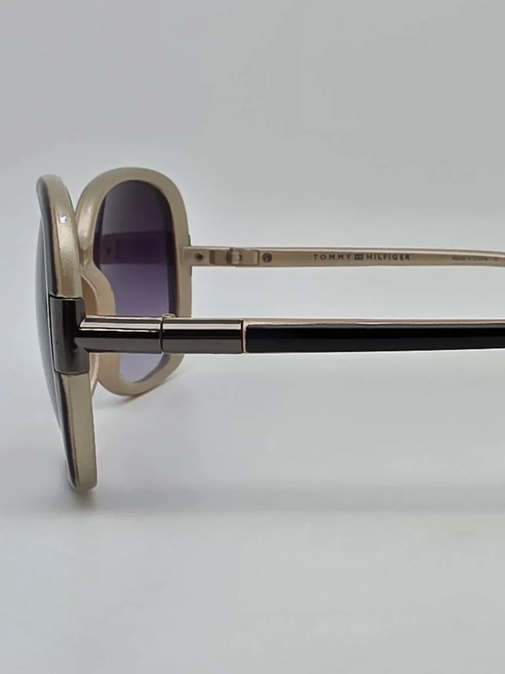 Tommy Hilfiger Janet WP OL90 Black on Metallic Sand Frame Grey Lens Sunglasses